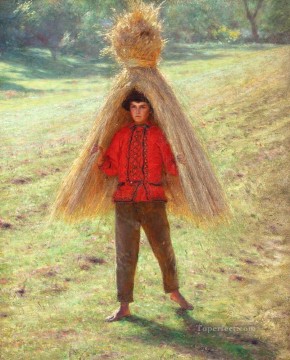  Carga Arte - Niño cargando una gavilla Aleksander Gierymski Realismo Impresionismo